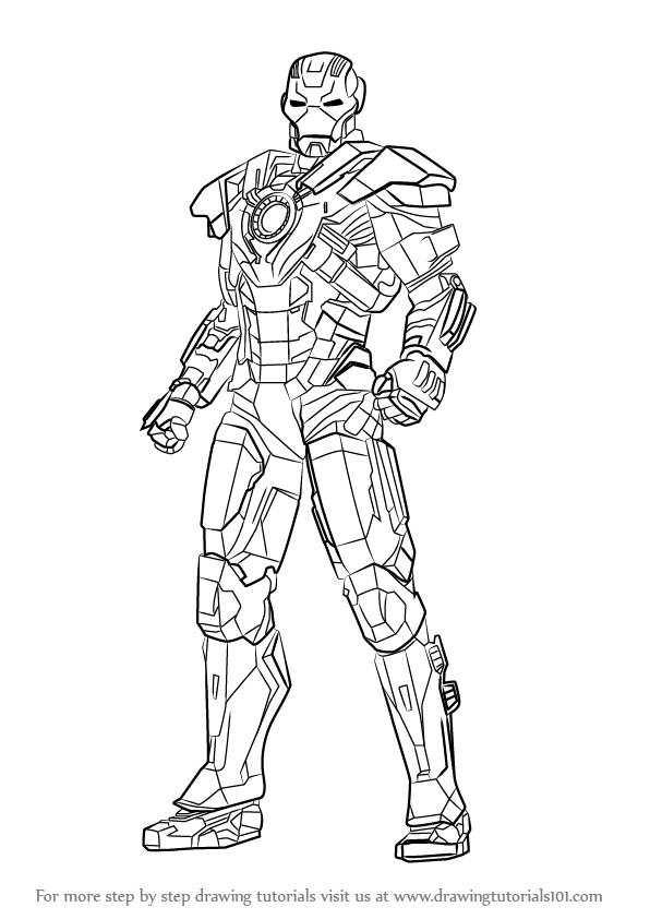 596x842 Learn How To Draw Iron Man Full Body - Body Image Drawings