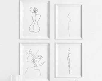 340x270 Female Body Wall Art Etsy - Body Line Drawing
