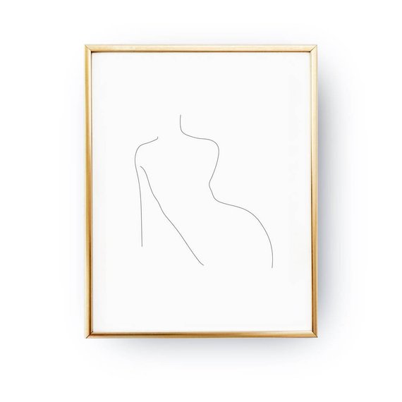 570x570 woman waist print female body line drawing woman art etsy - Body Line Drawing