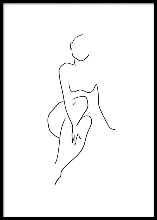 536x750 Body Line Art Poster - Body Line Drawing