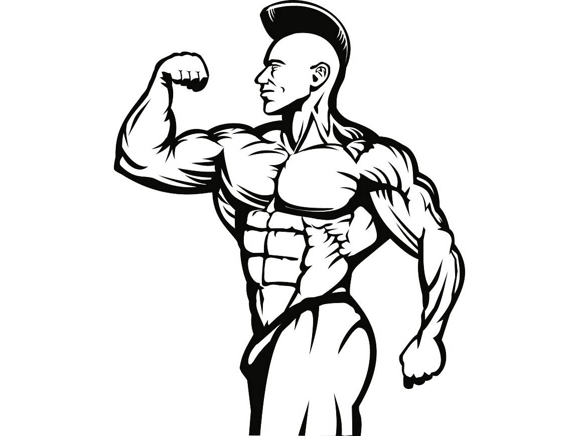 image idea coloring: Muscle Bodybuilder Drawing Easy