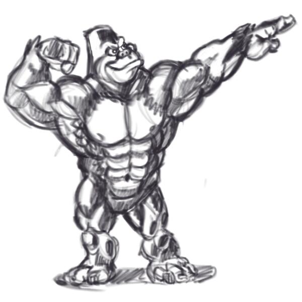 600x600 gorilla drawing bodybuilding for free download - Bodybuilder Drawing