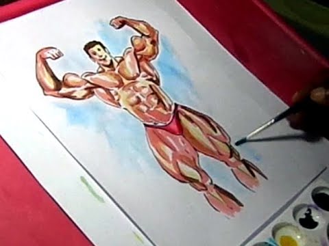 480x360 how to draw bodybuilder muscles color drawing - Bodybuilder Drawing