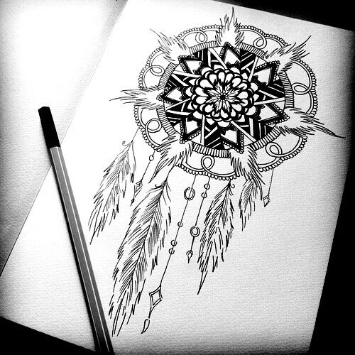 500x500 dreamcatcher drawing bohemian hippie drawing tattoos drawings - Bohemian Drawings