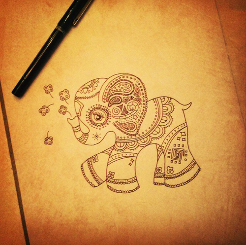 500x497 boho elephant discovered - Boho Drawings