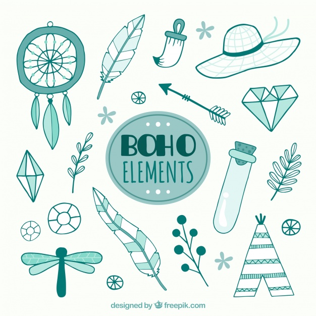 626x626 collection of boho drawings and accessories vector free download - Boho Drawings