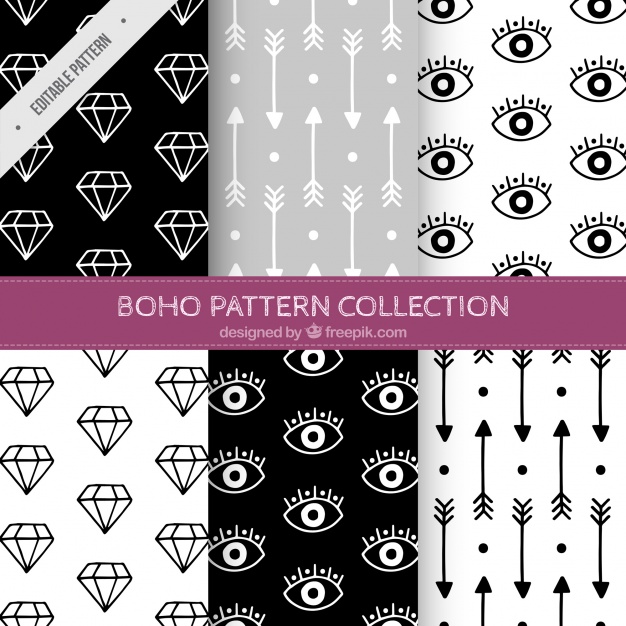 626x626 patterns of drawings set in boho style vector free download - Boho Drawings