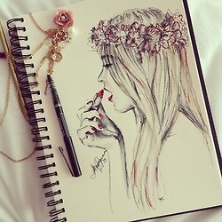 250x250 boho, drawings, flower crown, girl - Boho Drawings