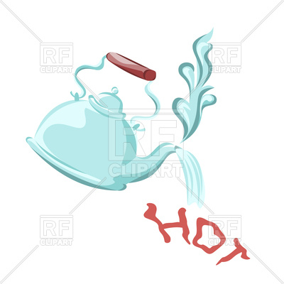 400x400 kettle boil with boiling water jet forms a word hot vector image - Boiling Water Drawing