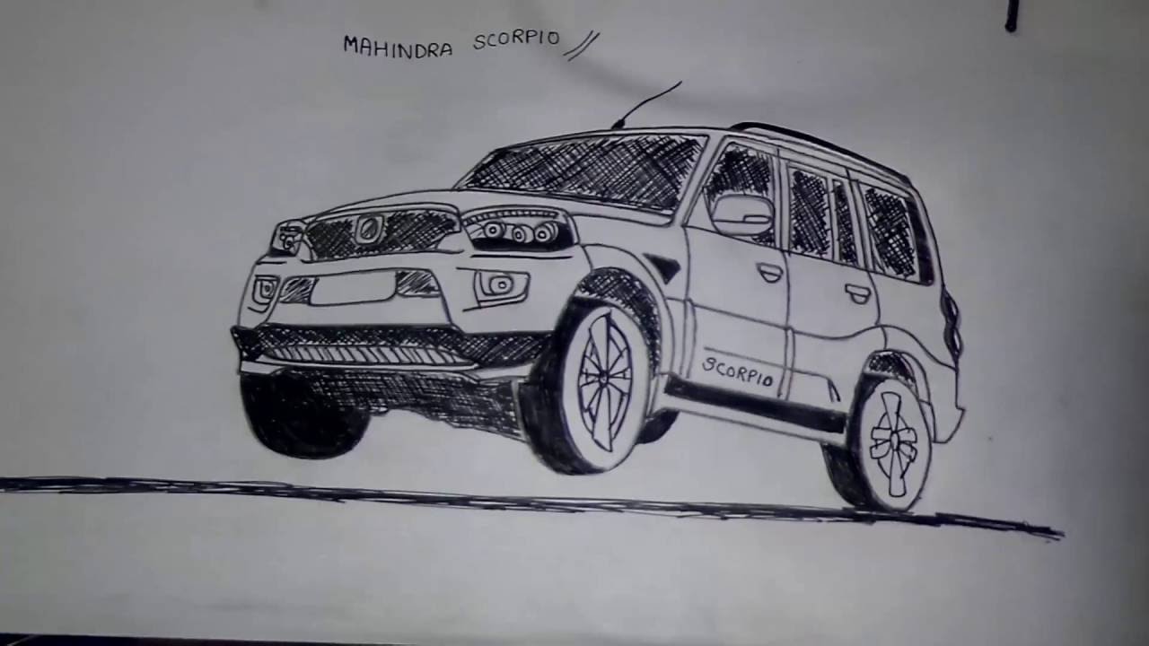 1280x720 mahindra scorpio drawing pen sketch - Bolero Drawing