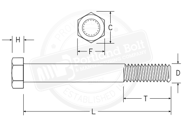 375x250 Hex Bolts - Bolt Drawing