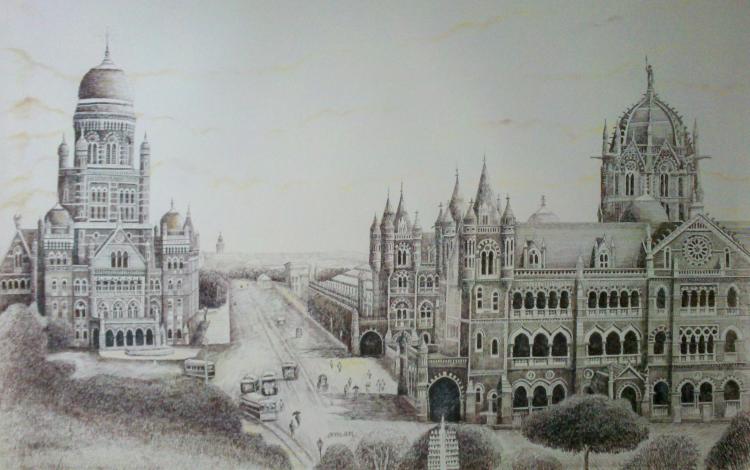 750x470 panorama view of bombay bmc building victoria terminus - Bombay Drawing