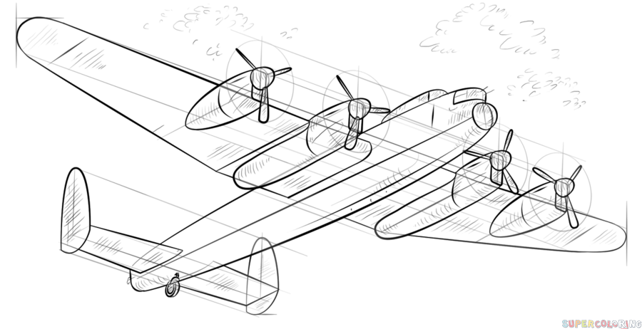 900x462 how to draw a lancaster bomber super coloring art - Bomber Drawing