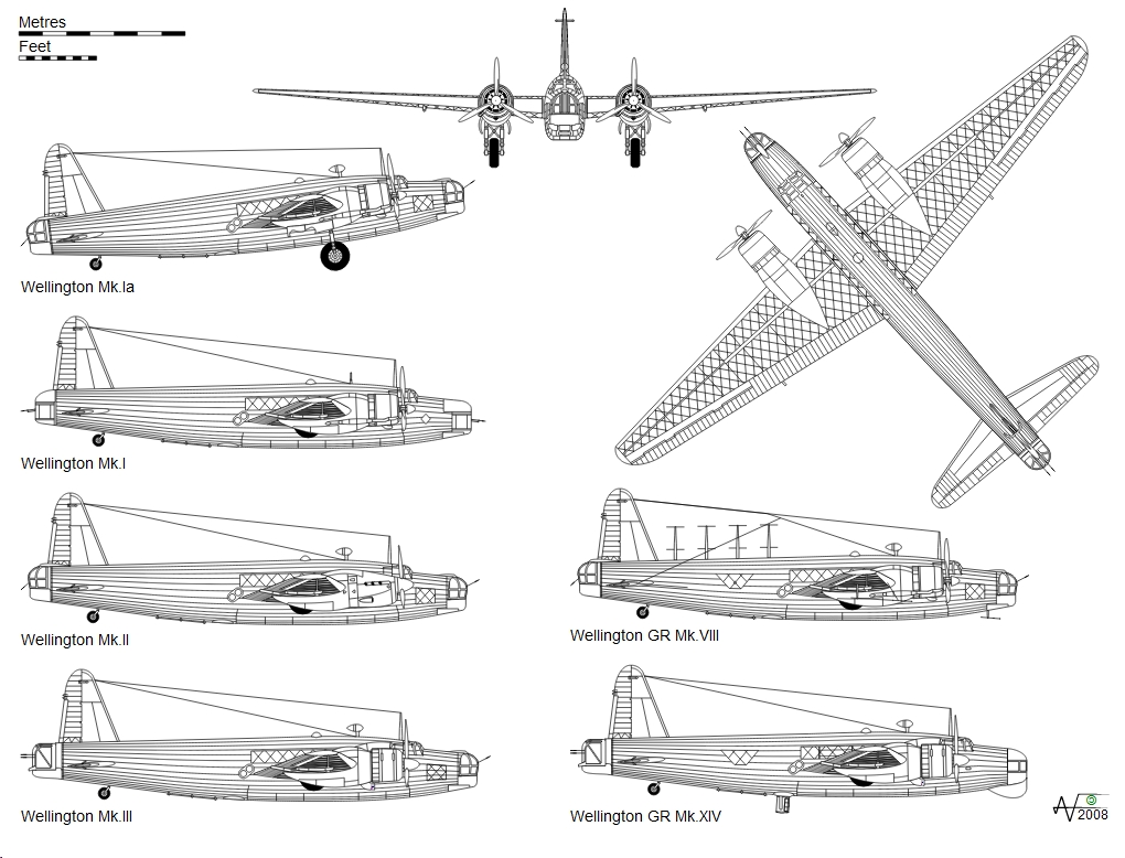 1020x778 asisbiz artwork technical drawing vickers wellington mkia - Bomber Drawing