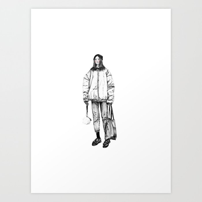 700x700 Bomber Jacket Art Print - Bomber Jacket Drawing
