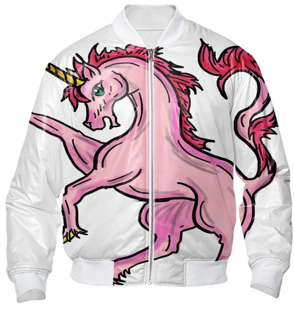 590x621 Pink Unicorn Drawing Bomber Jacket Paom - Bomber Jacket Drawing