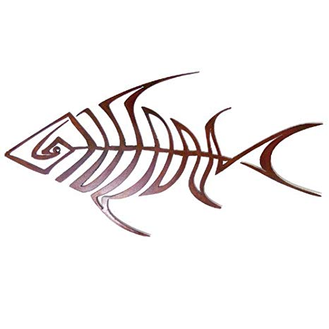 466x466 bonefish rusty metal wall sculpture for outdoors - Bone Fish Drawing