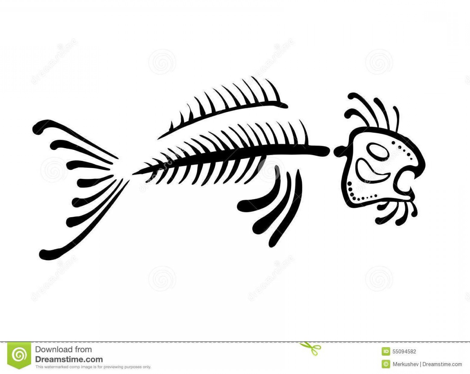 1560x1242 top black fish bone vector illustration ethno style drawing soidergi - Bone Fish Drawing