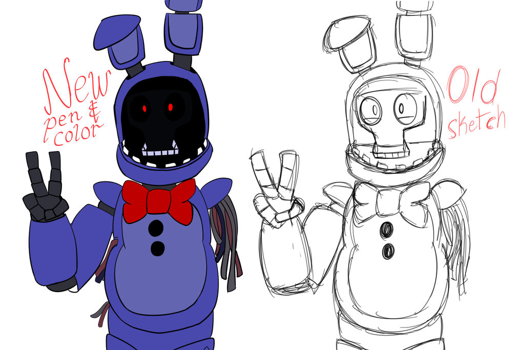 1024x683 Withered Bonnie, Drawing Over The Old - Bonnie Drawing. 