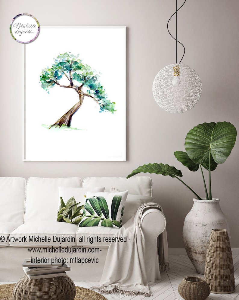 794x993 Bonsai Tree Art Bonsai Tree Watercolor Painting Fine Art Etsy - Bonsai Tree Drawing