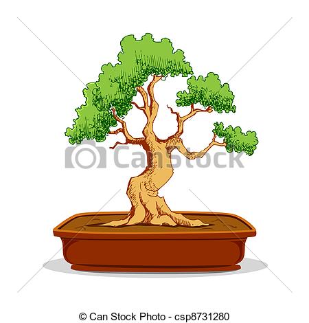 450x470 Bonsai Tree Illustration Of Bonsai Tree In Earthen Pot On White - Bonsai Tree Drawing