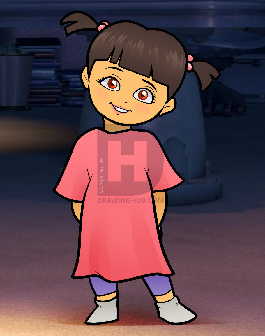 910x1152 how to draw boo, boo, monsters inc, step - Boo Drawing