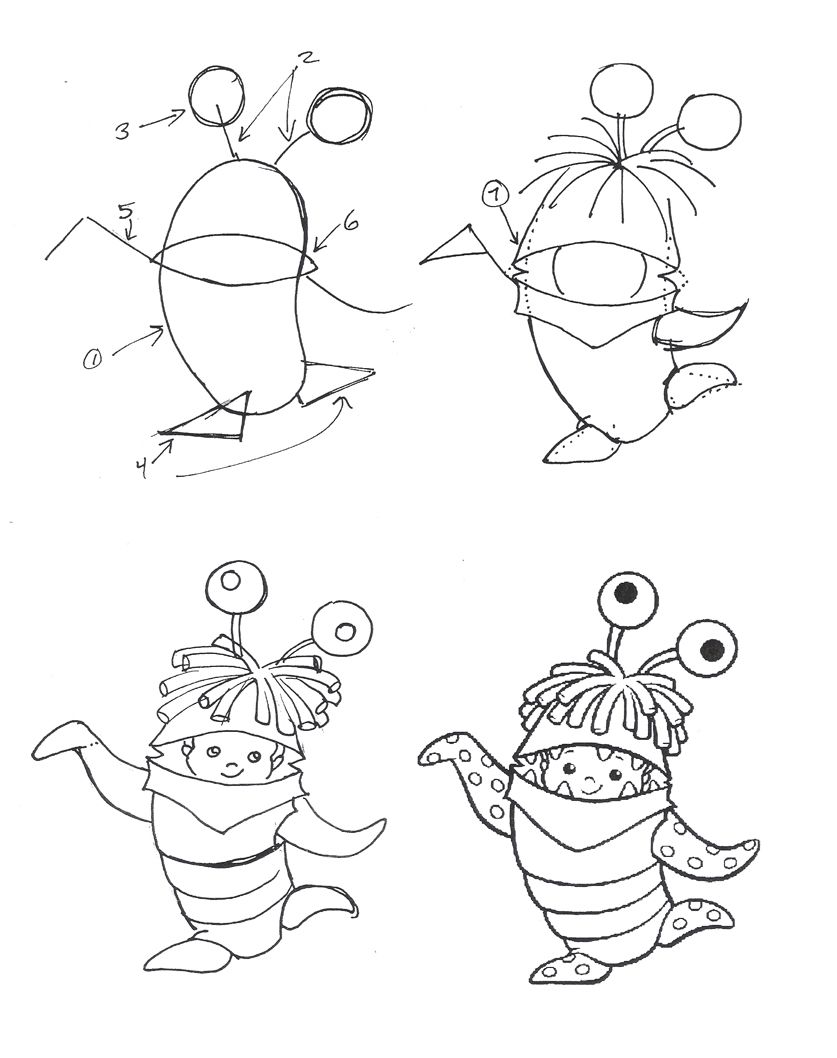 837x1058 draw boo from monsters inc - Boo Drawing