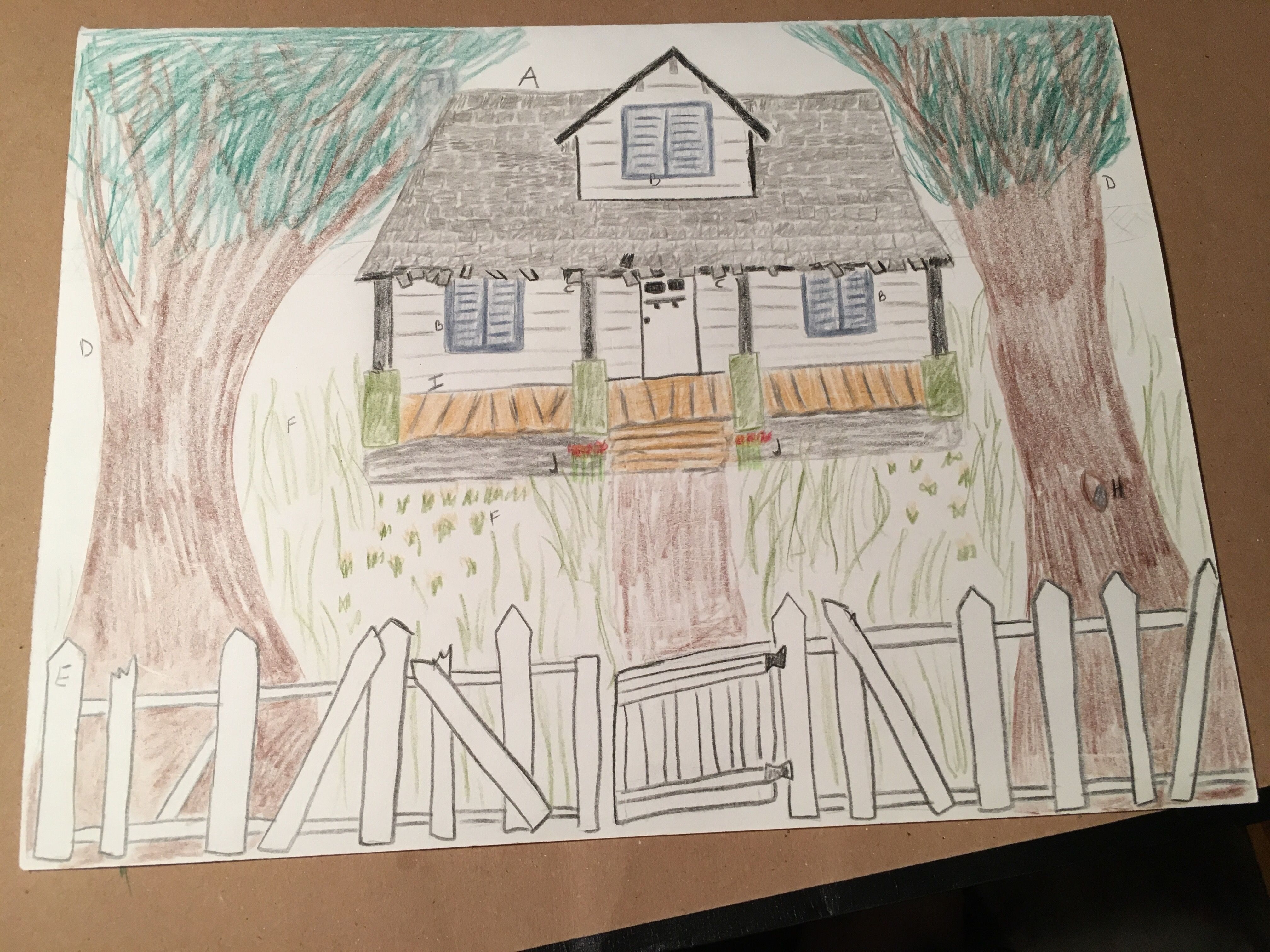 4032x3024 drawing of the front of boo radley's house using descriptions - Boo Radley Drawing