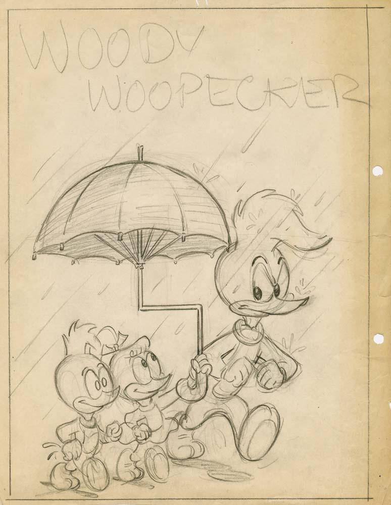 774x1000 Original Production Drawing Of Woody Woodpecker For Comic Book - Book Cover Drawing