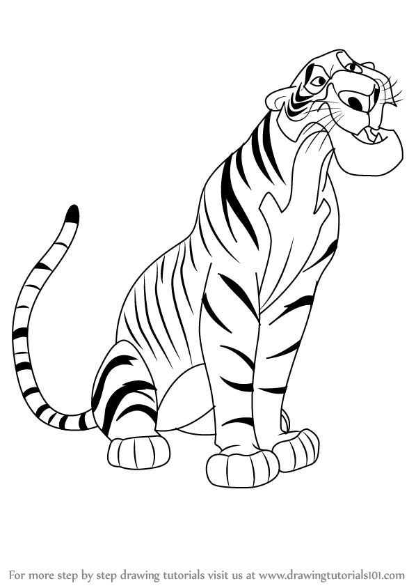 598x844 Learn How To Draw Shere Khan From The Jungle Book - Book Drawing Outline
