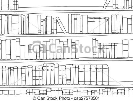 450x341 Outline Of Large Shelf With Books Outline Of Large Book Shelf - Book Drawing Outline