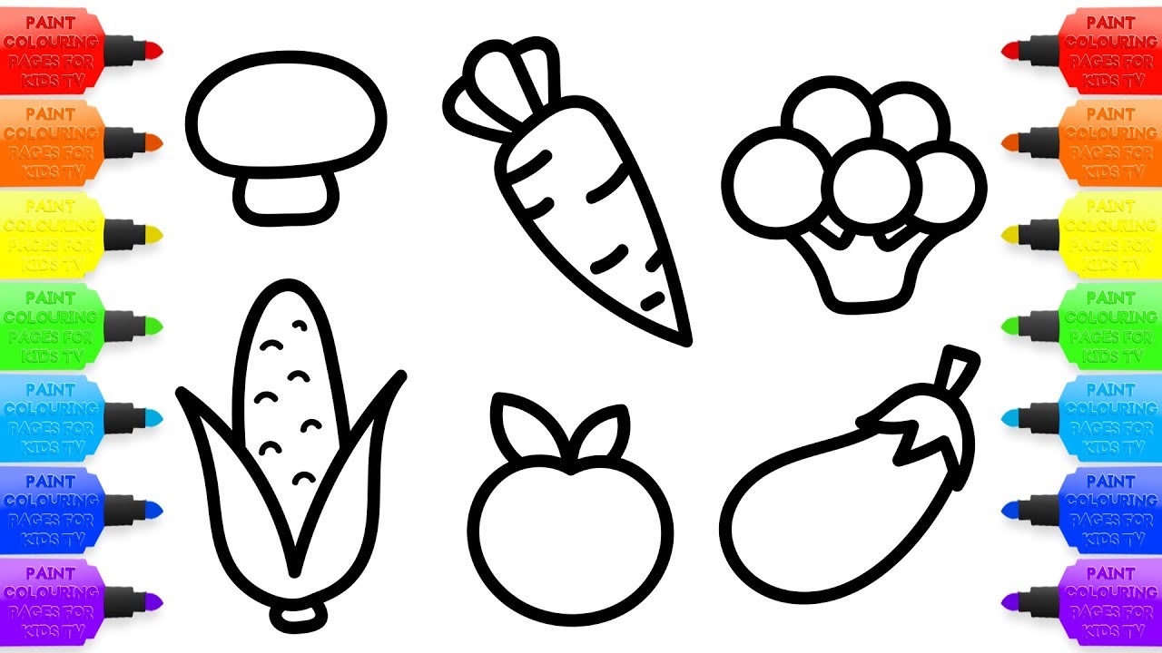 1280x720 How To Draw Vegetables For Baby Coloring Book And Drawing For Kids - Book For Kids Drawing