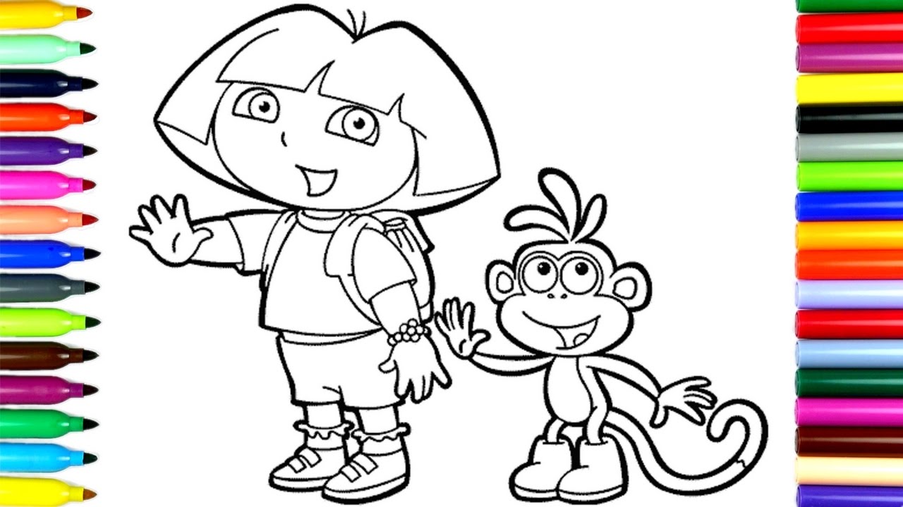 1280x720 Coloring Book Dora Elexplora Drawing Pages To Color For Kids - Book For Kids Drawing