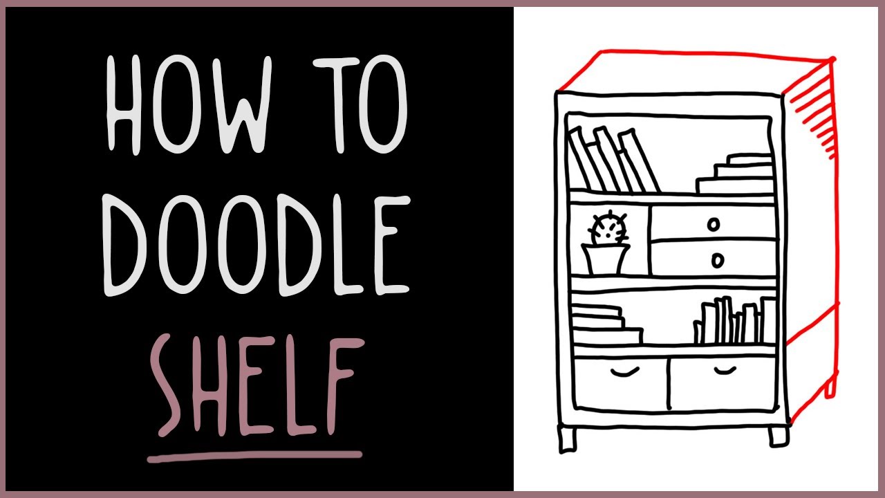 1280x720 learn how to doodle a bookshelf - Bookcase Drawing