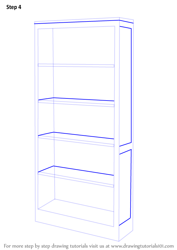 593x838 learn how to draw a book shelf - Bookcase Drawing