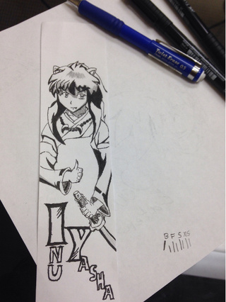 320x426 used my new drawing materials to draw an inuyasha bookmark! - Bookmark Drawing