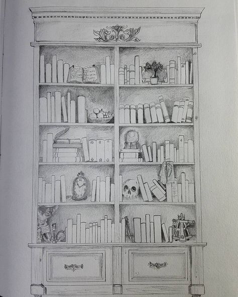 474x592 finished my bookshelf drawing in my - Bookshelf Drawing