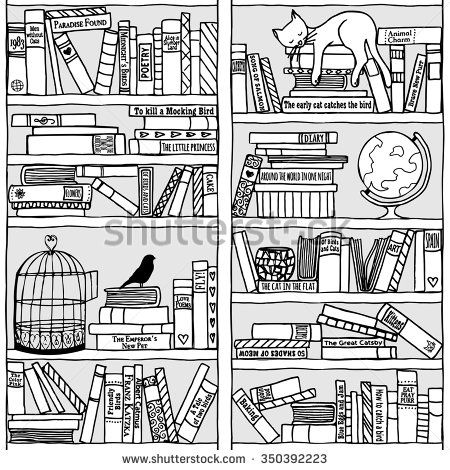 450x470 cat and kitten sleeping drawing - Bookshelf Drawing