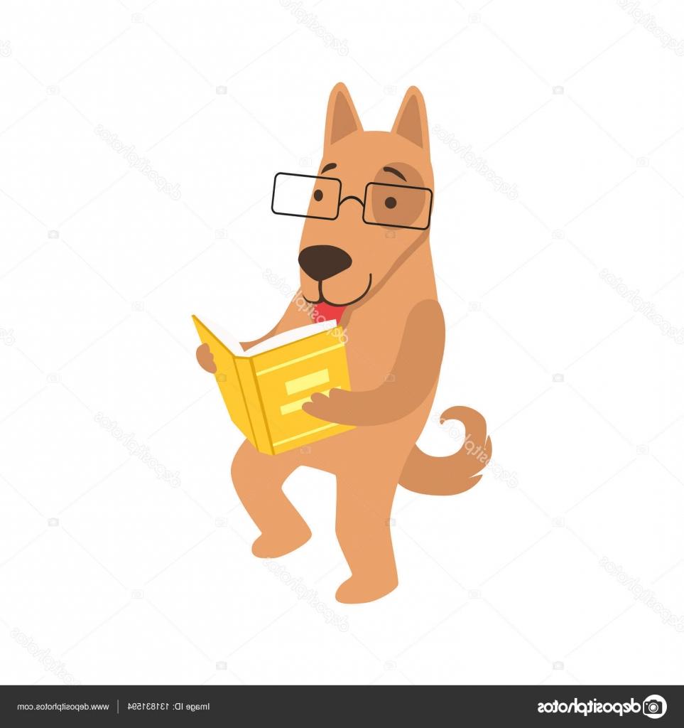 963x1024 Best Stock Illustration Shepherd Dog Smiling Bookworm Zoo Drawing - Bookworm Drawing
