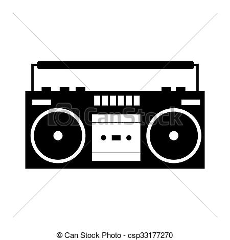 450x470 boombox black simple icon isolated on a white - Boombox Drawing