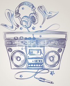 244x300 drawn boombox headphones stock vectors - Boombox Drawing
