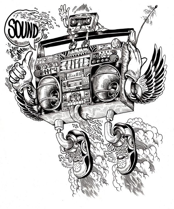 600x722 boombox drawing at com free for personal use on graffiti tattoos - Boombox Drawing