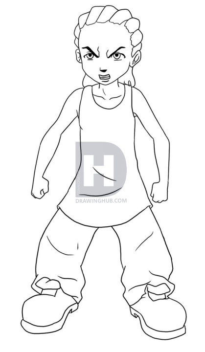 419x720 how to draw riley freeman from the boondocks, step - Boondocks Drawing
