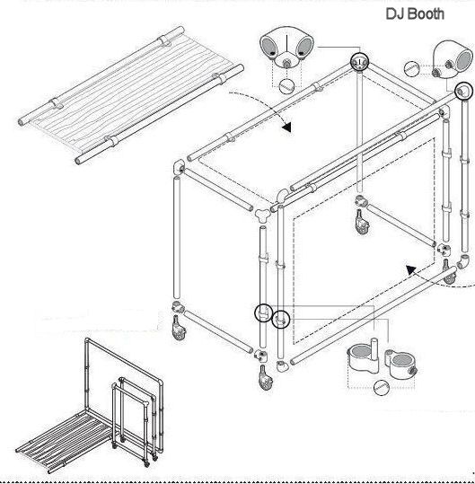 529x539 construction drawing to make a dj booth from scaffold tubes - Booth Drawing