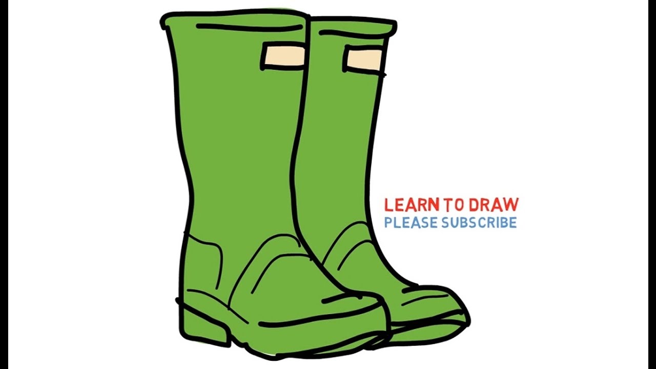 1280x720 Easy Step For Kids How To Draw A Wellington Boot - Boots Drawing