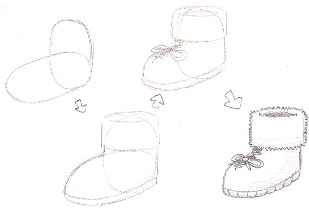 1024x700 How To Draw Snow Boots - Boots Drawing