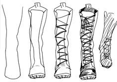 236x167 how to draw combat boots step - Boots Drawing