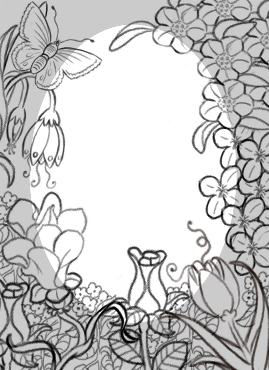 550x756 Flower Border Line Drawing Palacio Illustration - Border Drawing