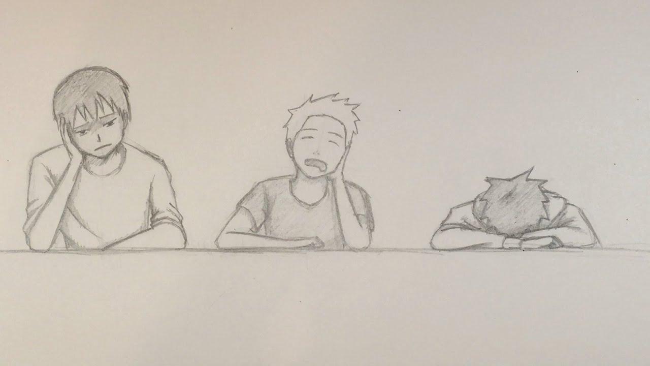 1280x720 Drawing Bored Students At School In Anime - Bored Drawings