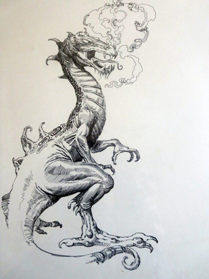419x559 dragon drawing - Boris Vallejo Drawings